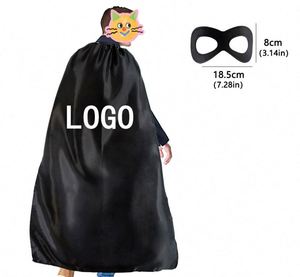 Cape et masque en satin personnalisés avec logo pour adultes et adolescents, costume pour cosplay, Halloween, fête d'anniversaire scolaire - Product Image 1