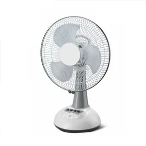 12 INCH 2 Speeds 6V Motor Electric Charging AC/DC Solar Desk Fan With LED Light Rechargeable Low Noise Table Fan