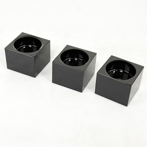 Portacandele Quadrato in Cristallo Nero per Decorazione Casa MH-0025P - Product Image 2