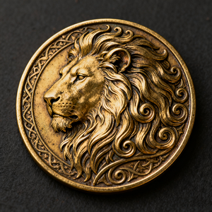 Médaille de Lion plaquée or argent en relief 3D commémorative texte personnalisé Logo gravure médaille de Lion en métal sans rubans - Product Image 2