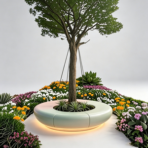 Sièges-lampadaires modernes intégrés en FRP durable pour les espaces extérieurs des bâtiments gouvernementaux - Product Image 4