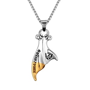Xihazhiyan Whale Tail Couple Pendant <b>Titanium</b> Steel Unisex Necklace Everyday Wear 216093 - Product Image 3