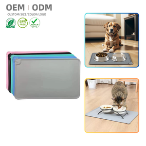 Tapis de nourriture pour animaux de compagnie en silicone moderne, durable, imperméable et antidérapant, tapis de voyage pour l'alimentation, tapis de table, plateau pour chiens et chats - Product Image 1