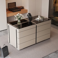 Meuble îlot de dressing en bois massif, design minimaliste moderne, pour salon et chambre haut de gamme, avec rangement et présentoir à bijoux