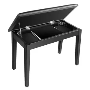 OEM無垢材ブラックレザーピアノベンチ木製収納付き