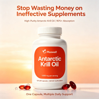 Capsules molles d'huile de krill de l'Antarctique OEM 1000 mg par portion Oméga 3 Phospholipide Astaxanthine Soutien Antioxydant Complément Alimentaire