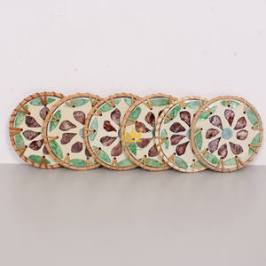 Tapis en rotin faits main personnalisables, style moderne, écologiques, motif nacre, origine Vietnam, pour la décoration de tables à café et à thé - Product Image 2