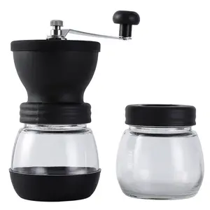 पेशेवर पोर्टेबल तुर्की दो कंटेनरों समायोज्य बेअदबी हाथ प्लास्टिक सिरेमिक Burrs मैनुअल कॉफी बनाने की मशीन