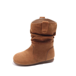 <b>Girls</b> <b>Boots</b> Children's Retro Lazy Style Stacked <b>Boots</b> Suede Western Round Toe Size 23-36 <b>Cowboy</b> <b>Boot</b> - Product Image 1