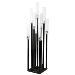 9 arm black modern metal candle holder for wedding centerpieces metal candlestick candle holder