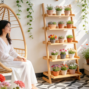 Floor-standing flower <b>stand</b>, balcony-specific tiered folding flower <b>stand</b>, simple flower <b>pot</b> plant rack, multi-layer storage - Product Image 2