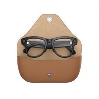 Étui de chargement en cuir pour lunettes intelligentes, pochette de transport pour lunettes avec affichage numérique de la batterie