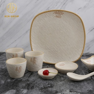 Vajilla de <span class=keywords><strong>melamina</strong></span> cuadrada personalizada-tazón de inmersión de salsa de soja de 2 compartimentos restaurante Hotel Catering patrón plato al por mayor - Product Image 1