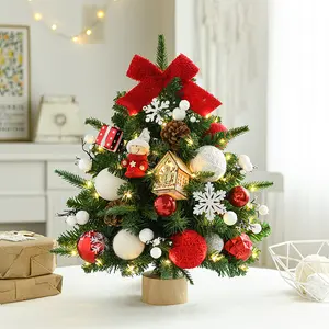 45cm 작은 크리스마스 트리 실내 장식 미니 크리스마스 트리 테이블 장식 나무 크리스마스 트리
