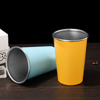 Gobelet en acier inoxydable personnalisé avec logo, 8 oz, 12 oz, 16 oz, empilable, verres à boire en métal pour le camping