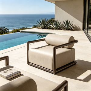 Canapé 1 place d'extérieur en aluminium durable avec mousse réticulée à séchage rapide et tissu haut <span class=keywords><strong>de</strong></span> gamme pour villas, hôtels, piscines et salons <span class=keywords><strong>de</strong></span> toit - Product Image 1