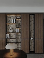 Étagère intégrée de style grille moderne, bibliothèque de salon blanche personnalisée