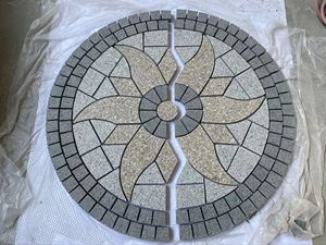 Médaillon en granit naturel chinois, motif artistique, coupe flamme, durable, écologique, design industriel, blanc, gris, jaune, vente en gros - Product Image 4