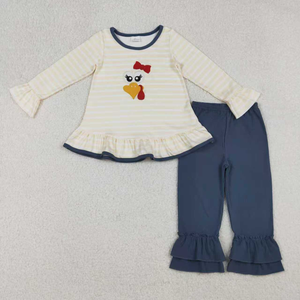 Conjuntos de Ropa para Niños al por Mayor, Conjuntos de Ropa para Niños de Primavera y Otoño, Conjunto de Blusa Rosa con Flores y Volantes para Niñas - Product Image 3