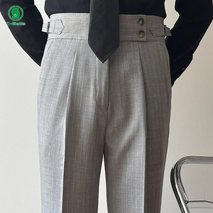 <span class=keywords><strong>Pantaloni</strong></span> <span class=keywords><strong>Chino</strong></span> da <span class=keywords><strong>Uomo</strong></span> Casual a Gamba Dritta Vita Alta Slim Fit da Lavoro con Fibbia Paris Leggeri in Poliestere Fronte Piatto - Product Image 4