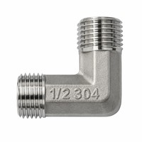 Raccords de tuyauterie en acier inoxydable 304 haute pression, coude à 90 degrés BSPP BSPT, filetage double mâle 1/2 pouce, forgé à froid, poli