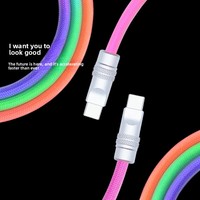 Kabel Data Transfer Pengisian Daya Ultra Cepat Tipe-C 240W Rainbow Braided Nylon dengan Konduktor Tembaga Murni yang Dapat Disesuaikan untuk iPhone 16