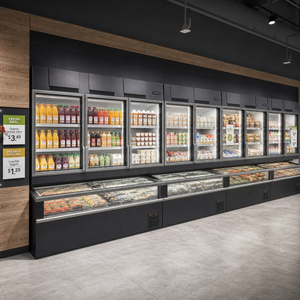 Vitrine Réfrigérée Commerciale Double Température pour Supermarché, Congélateur et Réfrigérateur Combinés, Réfrigérés en Haut, Congelés en Bas, pour Viande et Produits Laitiers - Product Image 4