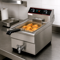 Friteuse électrique commerciale 13L en acier inoxydable à cuve unique avec valve de vidange d'huile, friteuse de table pour restaurant et restauration rapide