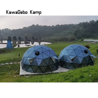Kawagebo-Igloo en verre, tente dôme géodésique rougeoyante, camping extérieur de luxe, serre, 8m