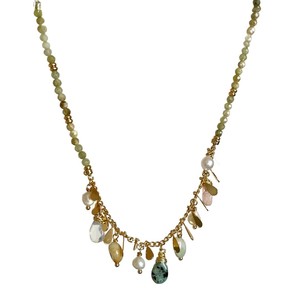 Collier à perles en forme de goutte d'eau avec pierre naturelle et perle d'imitation pour femme, bijoux de fête - Product Image 4