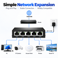 Mini-commutateur Ethernet Gigabit 5 ports 10/100/1000 Mbps non géré pour bureau, Plug and Play pour la maison, le bureau, la vidéosurveillance, OEM ODM