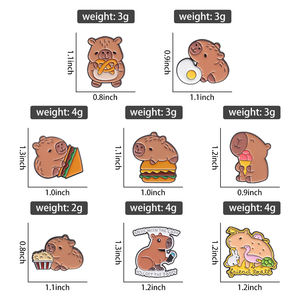 Venta al por mayor de dibujos animados de Metal Pin de solapa personalizado lindo divertido tortuga Capybara esmalte Pin insignia para niños amigos - Product Image 4