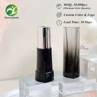 Tube de rouge à lèvres rond de luxe populaire à dégradé noir, contenant de baume à lèvres, emballage cosmétique personnalisé, vente en gros, design sur mesure