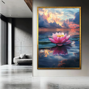 Dipinto su Tela di Fiore di Loto Rosa, Nettare di Pace, Decorazione Murale per Sala Yoga, Regalo Naturale e Sereno per Arredamento Casa - Product Image 2