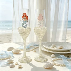 <span class=keywords><strong>Flûte</strong></span> à <span class=keywords><strong>champagne</strong></span> en cristal avec motif sirène et décorations de perles, coffret cadeau pour mariage et <span class=keywords><strong>anniversaire</strong></span>, verrerie, coupes à <span class=keywords><strong>champagne</strong></span> - Product Image 3