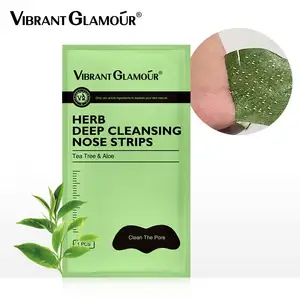 Private label Peel-Off Shrink Skin Care Tea Tree Aloe Blackhead Herb Remover Nose Patches Deep Cleansing Pore Strips