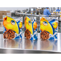 Sachet alimentaire pour animaux de compagnie recyclable imprimé en héliogravure personnalisé, à fond plat, avec fermeture éclair et huit soudures latérales, pour friandises holographiques pour chats et viande séchée
