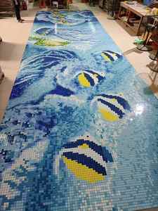 Precio al por Mayor de Mosaicos de Vidrio Iridiscente Verde Agua, Blanco y Azul para Piscinas - Product Image 4