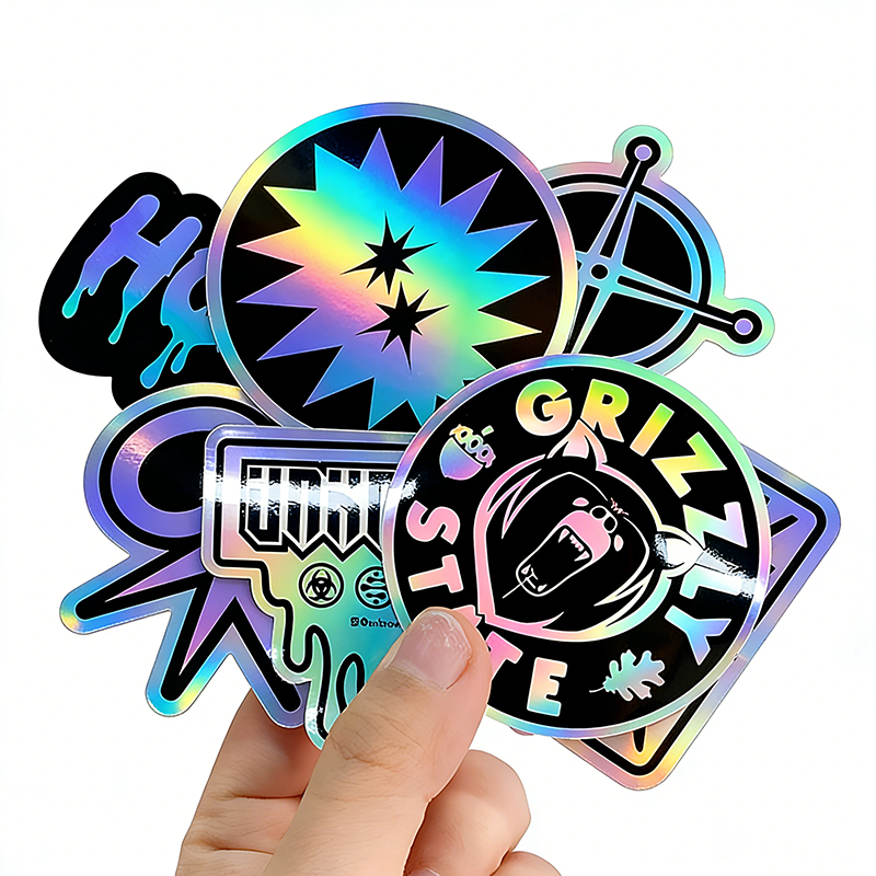 Custom Holographic Die-cut Sticker Logo, Waterproof Vinyl Self-adhesive Brand UV-resistant Cartoon Label Printing Packaging