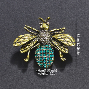 Atacado Personalizado das Mulheres Exagerado Vintage Abelha Broches Strass Liga Bonito Animal Broche Pin Casamento Festa Noivado Presente - Product Image 6