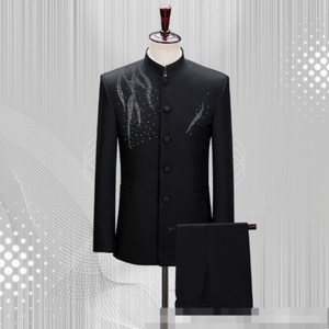 Abito da uomo con strass e paillettes, tunica, costume da canto, abito da cerimonia cinese, abbigliamento per performance teatrali - Product Image 4