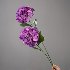 Flores Artificiales de Hortensia, Color Morado Intenso, Rama Individual, Arreglo Floral Realista, Decoración de Escritorio - Product Image 2