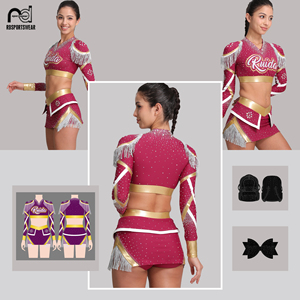 Uniformes de cheerleading pour enfants personnalisés avec strass - Product Image 6
