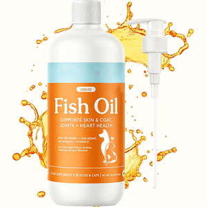 Huile de poisson liquide OEM ODM pour chiens, naturelle, pour <span class=keywords><strong>la</strong></span> santé <span class=keywords><strong>des</strong></span> articulations et du cœur, chiots, adultes, seniors, 16 oz, format professionnel, sans gluten, à base de plantes - Product Image 1
