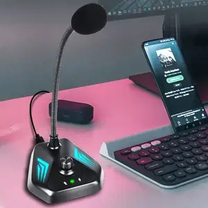 OEM Desk Table RGB PC Computer Live Wired Usb Mic Conference Studio Mics Podcast Gooseneck Condenser Microphone Kit