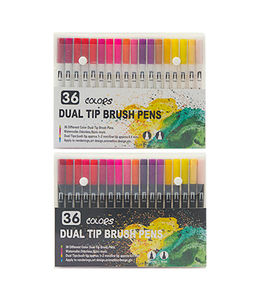 Fábrica 36 48 60 72 colores Puntas duales No tóxico Estudiante Juego de puntas finas Pincel de pintura de acuarela Rotulador de arte para dibujar - Product Image 6