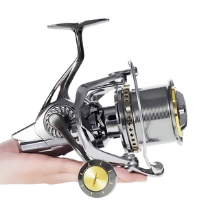 Nouveau <span class=keywords><strong>moulinet</strong></span> de pêche à la traîne en métal 8000/10000/12000/ avec poignée CNC à double rail, longue portée, pour gros poissons, rapport de transmission 4.8:1 - Product Image 1