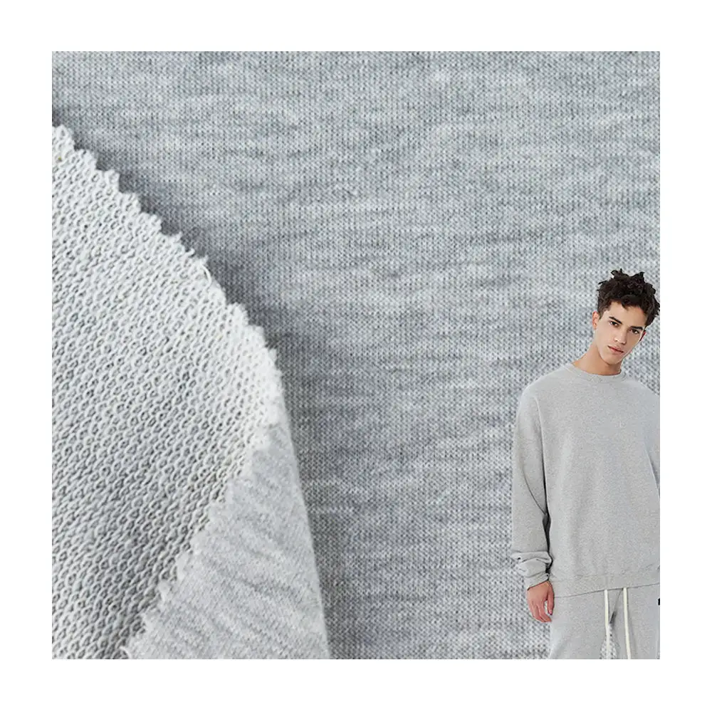 Не скатывается 60 хлопок 40 полиэстер вязаный флис Cvc французский махровый сохраняющий тепло ткань для толстовки свитера