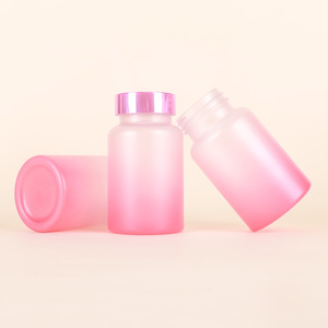 Bouteille en verre dégradé rose de 120 ml de haute qualité avec bouchon à vis coloré pour l'emballage de médicaments, de pilules et de compléments alimentaires - Product Image 1