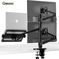 Bras réglables à mouvement complet support de poteau Long pour ordinateur portable et moniteur, support pour ordinateur portable et moniteur 15.6 pouces et moniteur 32 pouces sur 2